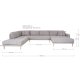 HOUSE NORDIC  Lido U-Sofa ben Ende - U-Sofa ben Ende, hjrevendt i lysegr med fire puder og natur trben, HN1040