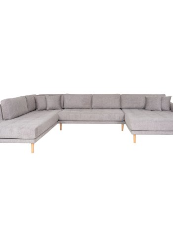 HOUSE NORDIC  Lido U-Sofa ben Ende - U-Sofa ben Ende, hjrevendt i lysegr med fire puder og natur trben, HN1040