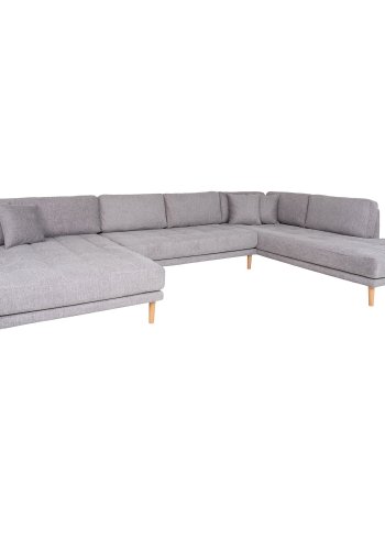 HOUSE NORDIC  Lido U-Sofa ben Ende - U-Sofa ben Ende, venstrevendt i lysegr med fire puder og natur trben, HN1040