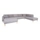 HOUSE NORDIC  Lido U-Sofa ben Ende - U-Sofa ben Ende, venstrevendt i lysegr med fire puder og natur trben, HN1040