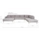 HOUSE NORDIC  Lido U-Sofa ben Ende - U-Sofa ben Ende, venstrevendt i lysegr med fire puder og natur trben, HN1040