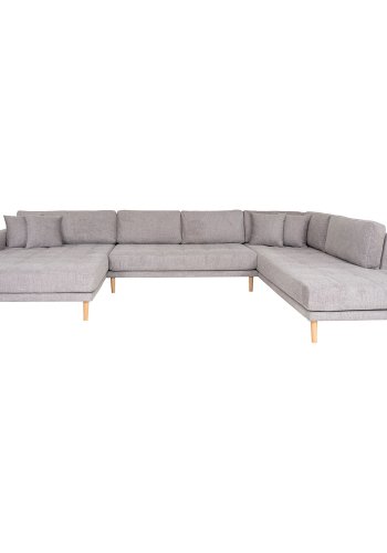 HOUSE NORDIC  Lido U-Sofa ben Ende - U-Sofa ben Ende, venstrevendt i lysegr med fire puder og natur trben, HN1040
