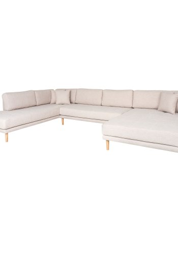 HOUSE NORDIC  Lido U-Sofa ben Ende - U-Sofa ben Ende, hjrevendt i sand med fire puder og natur trben, HN1050