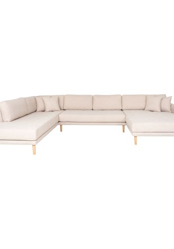 HOUSE NORDIC  Lido U-Sofa ben Ende - U-Sofa ben Ende, hjrevendt i sand med fire puder og natur trben, HN1050