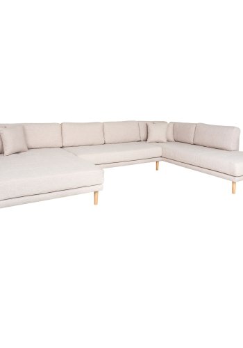 HOUSE NORDIC  Lido U-Sofa Open End - U-Sofa ben Ende, venstrevendt i sand med fire puder og natur trben, HN1050