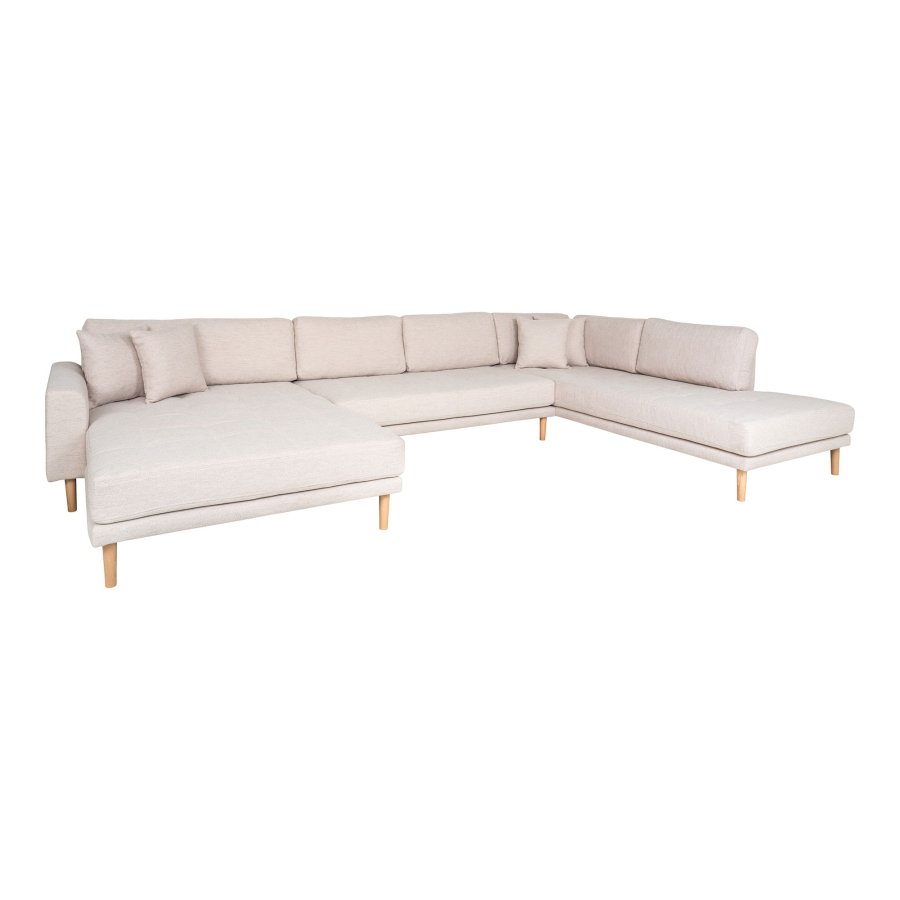 HOUSE NORDIC  Lido U-Sofa Open End - U-Sofa ben Ende, venstrevendt i sand med fire puder og natur trben, HN1050