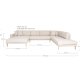 HOUSE NORDIC  Lido U-Sofa Open End - U-Sofa ben Ende, venstrevendt i sand med fire puder og natur trben, HN1050