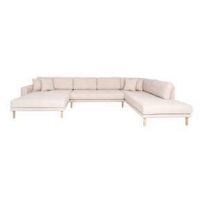 HOUSE NORDIC  Lido U-Sofa Open End - U-Sofa ben Ende, venstrevendt i sand med fire puder og natur trben, HN1050