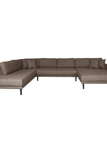 HOUSE NORDIC  Lido U-Sofa ben Ende - U-Sofa ben Ende, hjrevendt i brun med fire puder og sorte trben, HN1055