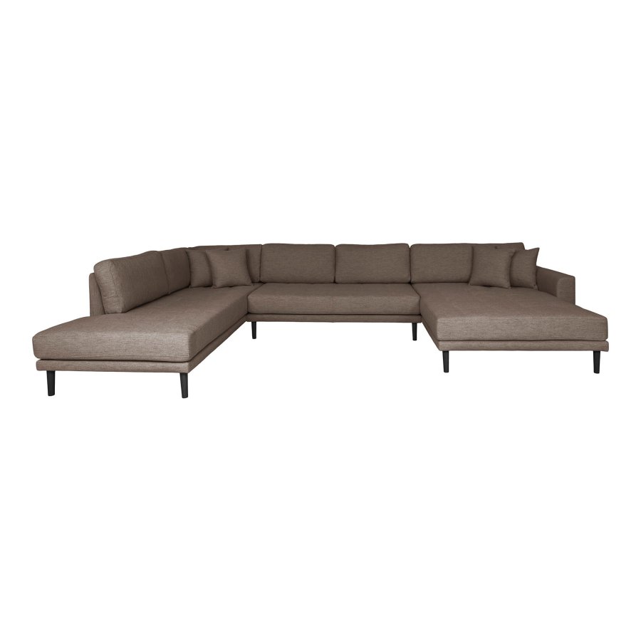 HOUSE NORDIC  Lido U-Sofa ben Ende - U-Sofa ben Ende, hjrevendt i brun med fire puder og sorte trben, HN1055