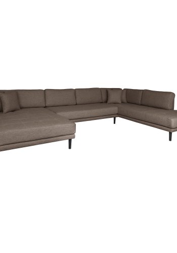 HOUSE NORDIC  Lido U-Sofa ben Ende - U-Sofa ben Ende, venstrevendt i brun med fire puder og sorte trben, HN1055