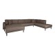 HOUSE NORDIC  Lido U-Sofa ben Ende - U-Sofa ben Ende, venstrevendt i brun med fire puder og sorte trben, HN1055