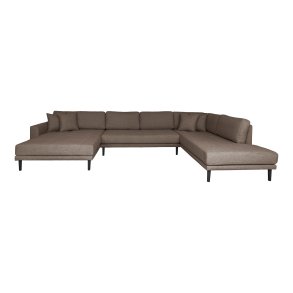 HOUSE NORDIC  Lido U-Sofa ben Ende - U-Sofa ben Ende, venstrevendt i brun med fire puder og sorte trben, HN1055