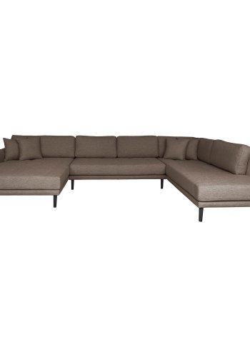 HOUSE NORDIC  Lido U-Sofa ben Ende - U-Sofa ben Ende, venstrevendt i brun med fire puder og sorte trben, HN1055