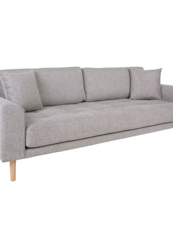 HOUSE NORDIC  Lido 3 Personers Sofa - 3 Personers Sofa, lysegr med to puder og natur trben, HN1040