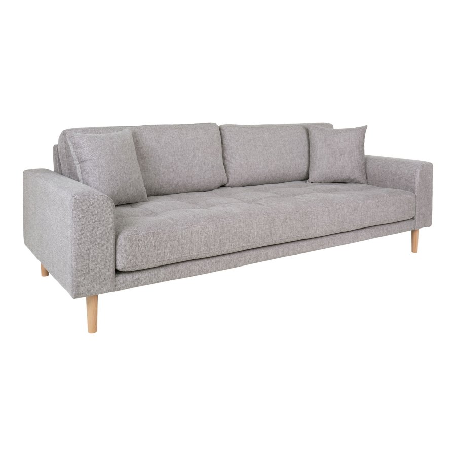 HOUSE NORDIC  Lido 3 Personers Sofa - 3 Personers Sofa, lysegr med to puder og natur trben, HN1040