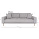 HOUSE NORDIC  Lido 3 Personers Sofa - 3 Personers Sofa, lysegr med to puder og natur trben, HN1040