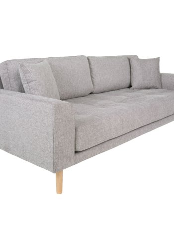 HOUSE NORDIC  Lido 3 Personers Sofa - 3 Personers Sofa, lysegr med to puder og natur trben, HN1040