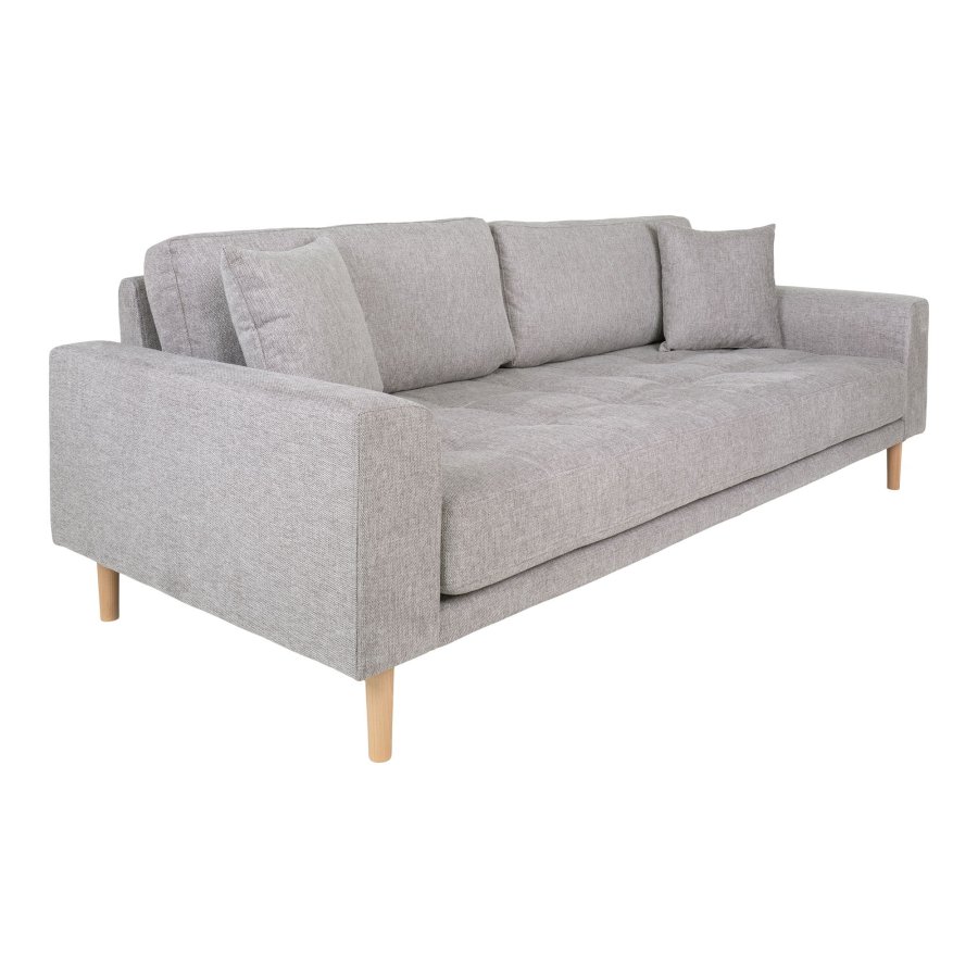 HOUSE NORDIC  Lido 3 Personers Sofa - 3 Personers Sofa, lysegr med to puder og natur trben, HN1040