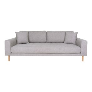 HOUSE NORDIC  Lido 3 Personers Sofa - 3 Personers Sofa, lysegr med to puder og natur trben, HN1040