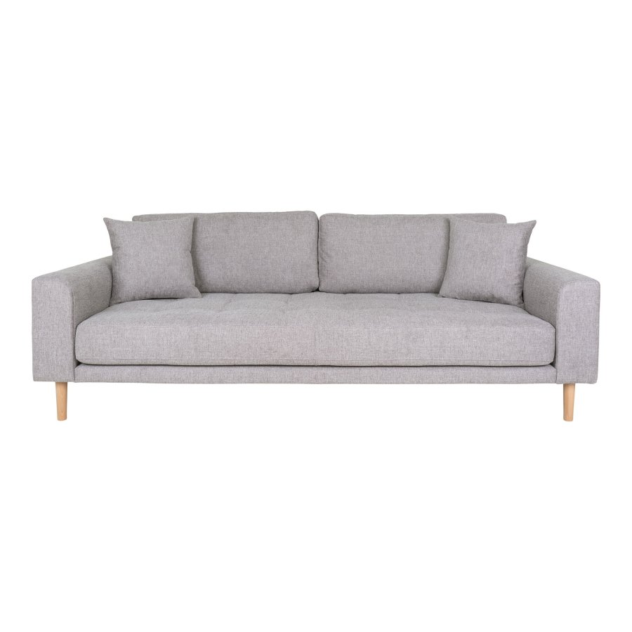 HOUSE NORDIC  Lido 3 Personers Sofa - 3 Personers Sofa, lysegr med to puder og natur trben, HN1040