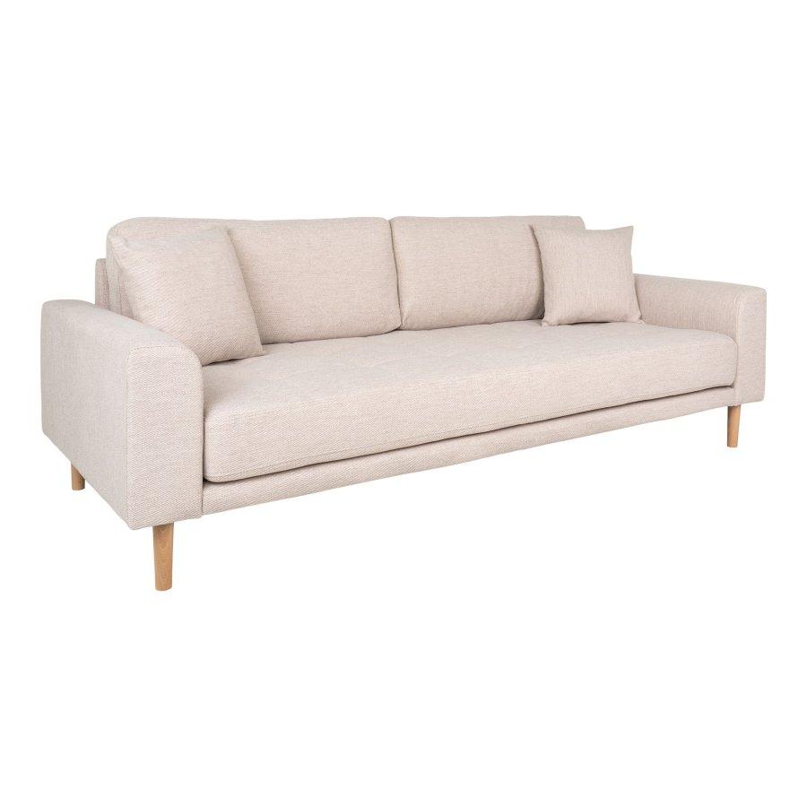 HOUSE NORDIC  Lido 3 Personers Sofa - 3 Personers Sofa, sand med to puder og natur trben, HN1050