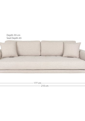 HOUSE NORDIC  Lido 3 Personers Sofa - 3 Personers Sofa, sand med to puder og natur trben, HN1050