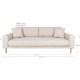 HOUSE NORDIC  Lido 3 Personers Sofa - 3 Personers Sofa, sand med to puder og natur trben, HN1050