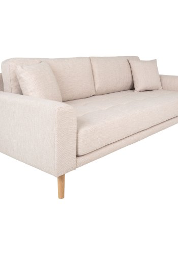 HOUSE NORDIC  Lido 3 Personers Sofa - 3 Personers Sofa, sand med to puder og natur trben, HN1050