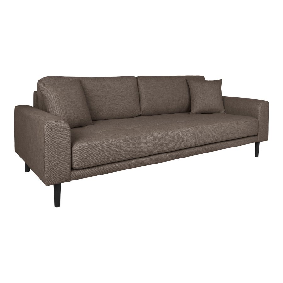 HOUSE NORDIC  Lido 3 Personers Sofa - 3 Personers Sofa, brun med to puder og sorte trben, HN1055
