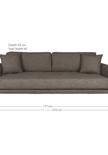 HOUSE NORDIC  Lido 3 Personers Sofa - 3 Personers Sofa, brun med to puder og sorte trben, HN1055