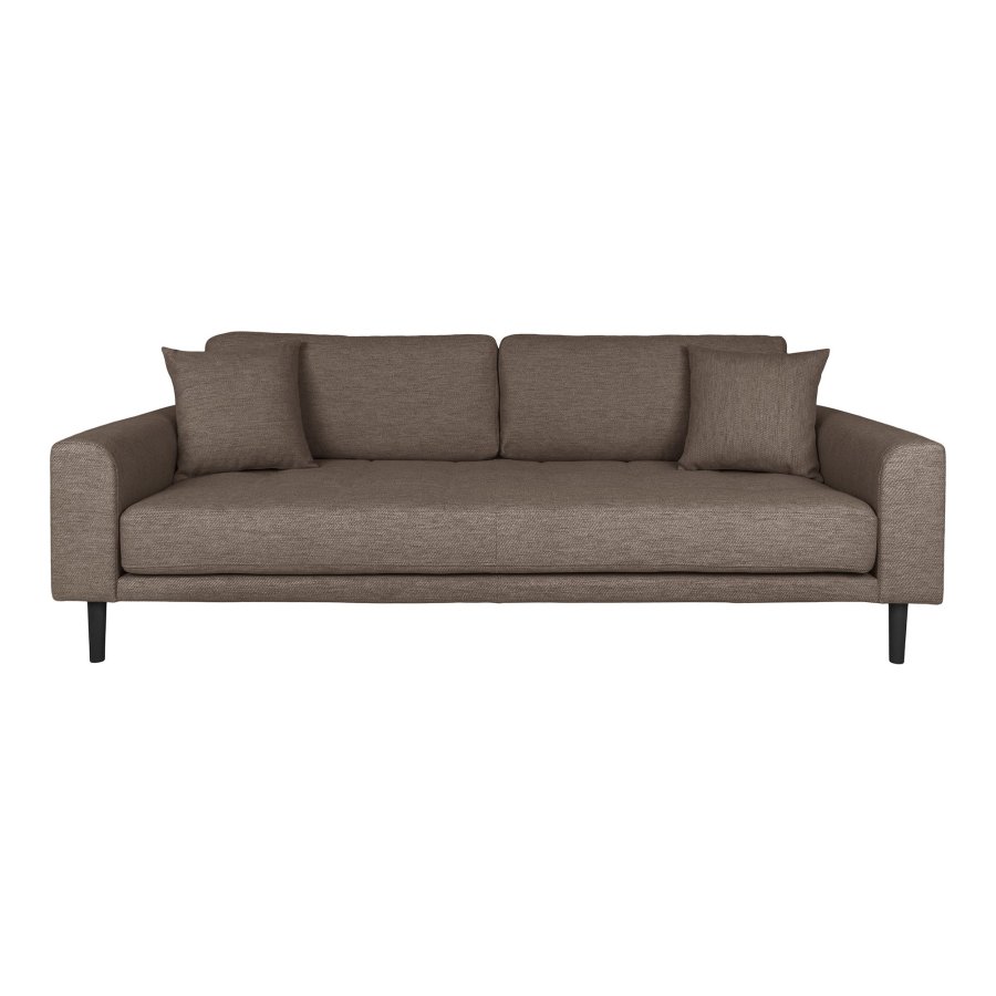 HOUSE NORDIC  Lido 3 Personers Sofa - 3 Personers Sofa, brun med to puder og sorte trben, HN1055