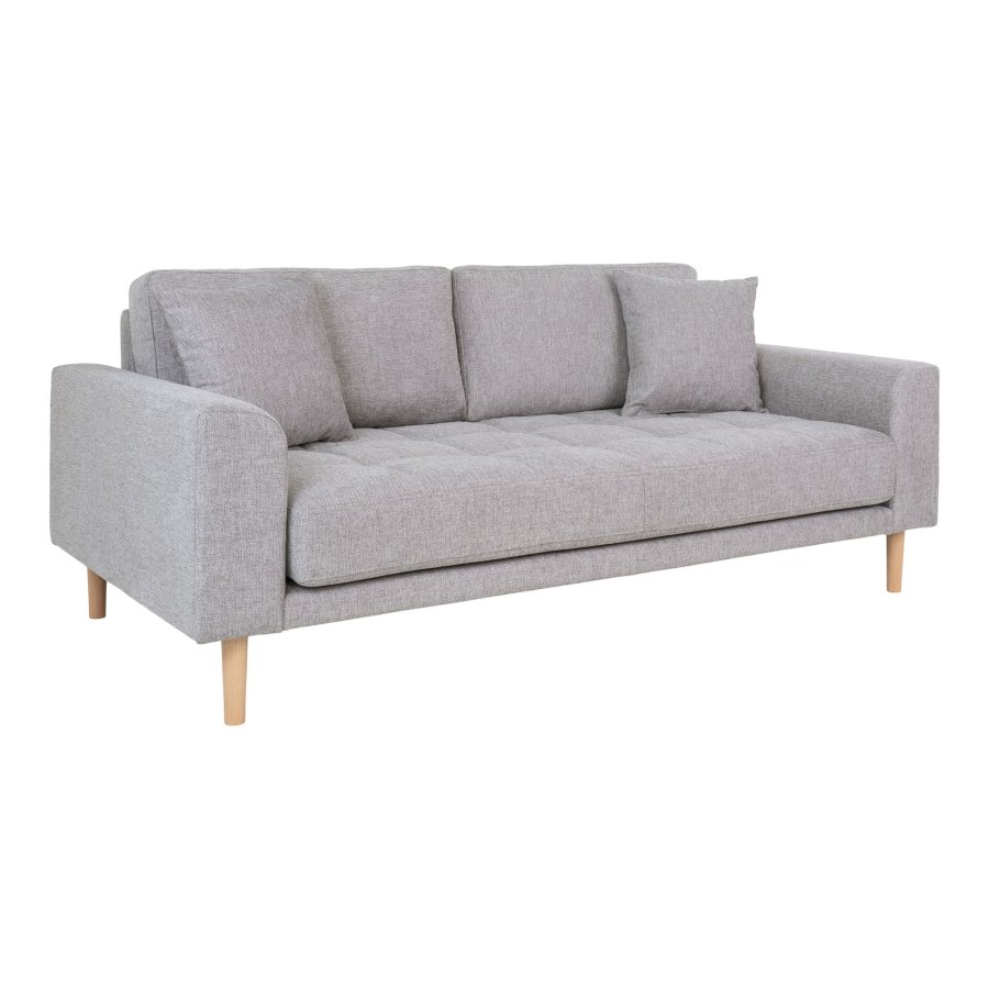 HOUSE NORDIC  Lido 2,5 Personers Sofa - 2,5 Personers Sofa, lysegr med to puder og natur trben, HN1040