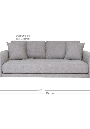 HOUSE NORDIC  Lido 2,5 Personers Sofa - 2,5 Personers Sofa, lysegr med to puder og natur trben, HN1040