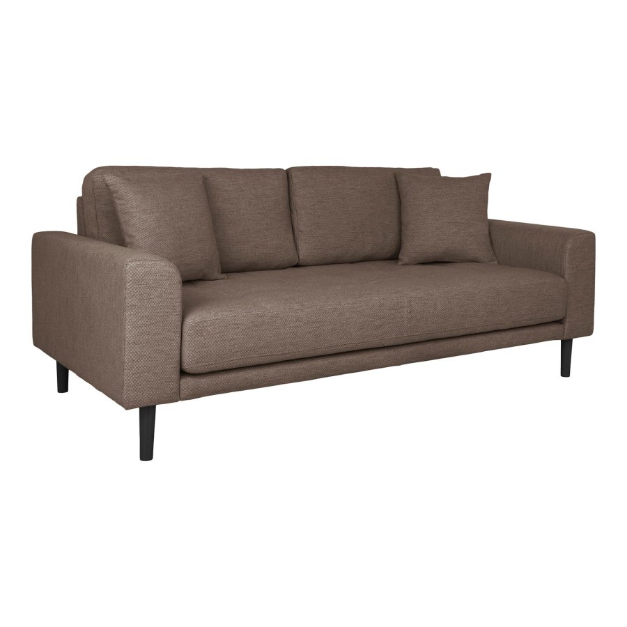 HOUSE NORDIC  Lido 2,5 Personers Sofa - 2,5 Personers Sofa, brun med to puder og sorte trben, HN1055