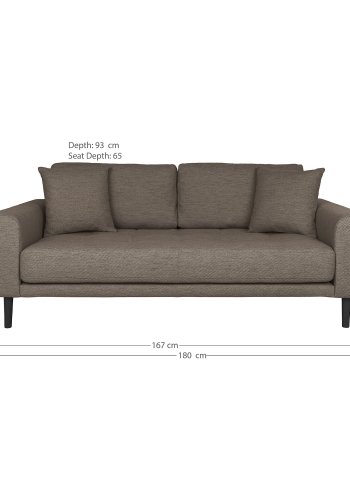 HOUSE NORDIC  Lido 2,5 Personers Sofa - 2,5 Personers Sofa, brun med to puder og sorte trben, HN1055