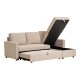 HOUSE NORDIC Belfast sovesofa, m. chaiselong og opbevaring - mrk sand polyester og natur ben