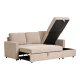 HOUSE NORDIC Belfast sovesofa, m. chaiselong og opbevaring - mrk sand polyester og natur ben