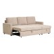 HOUSE NORDIC Belfast sovesofa, m. chaiselong og opbevaring - mrk sand polyester og natur ben