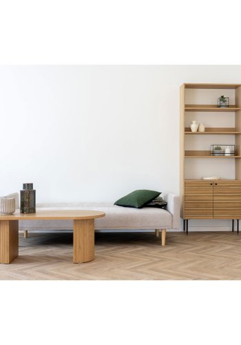 HOUSE NORDIC Kells sovesofa - mrk sand polyester og natur tr