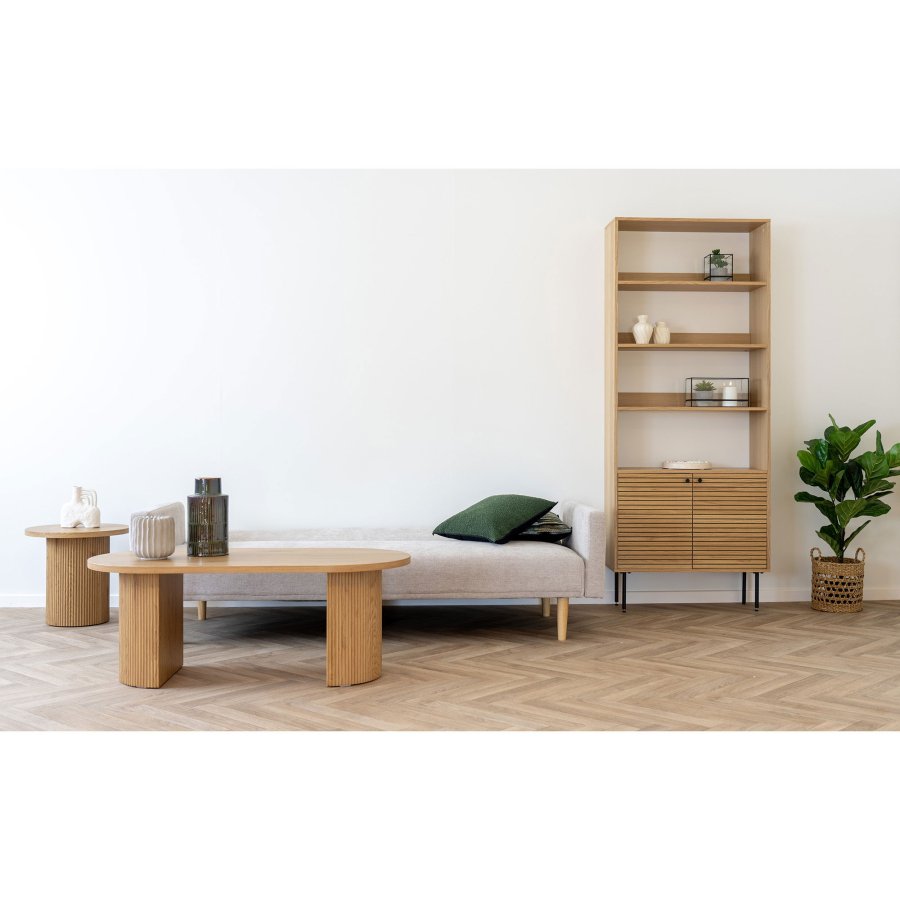 HOUSE NORDIC Kells sovesofa - mrk sand polyester og natur tr