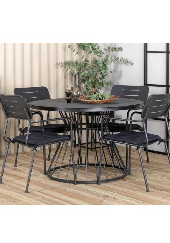 VENTURE DESIGN Nicke havestol, m. armln og hynde - sort polyester og stl