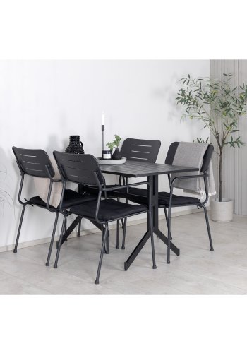 VENTURE DESIGN Nicke havestol, m. armln og hynde - sort polyester og stl