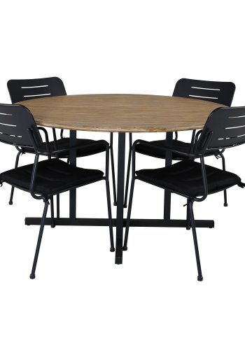 VENTURE DESIGN Nicke havestol, m. armln og hynde - sort polyester og stl