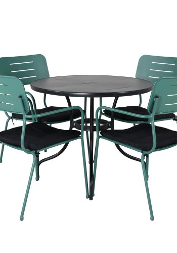 VENTURE DESIGN Nicke havestol, m. armln og sort hynde - grn stl