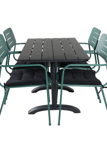 VENTURE DESIGN Nicke havestol, m. armln og sort hynde - grn stl