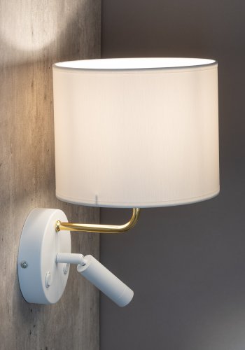 TK Richi vglampe - hvid stof og guld metal