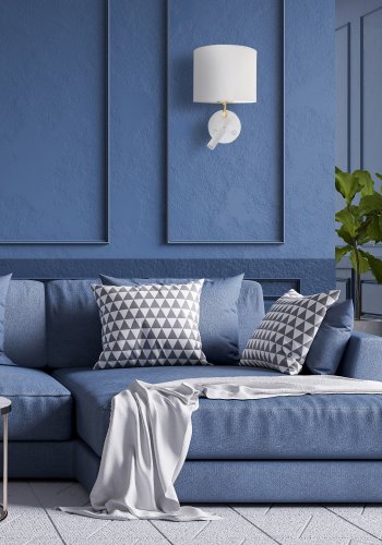 TK Richi vglampe - hvid stof og guld metal