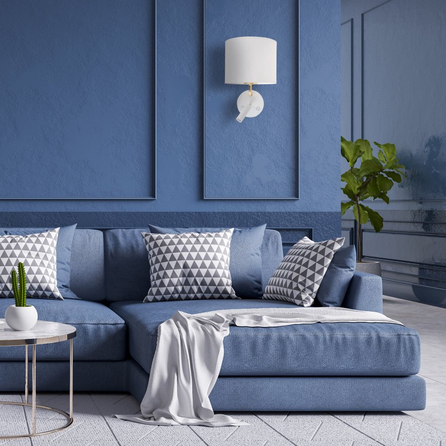 TK Richi vglampe - hvid stof og guld metal