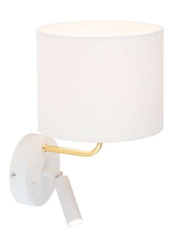 TK Richi vglampe - hvid stof og guld metal